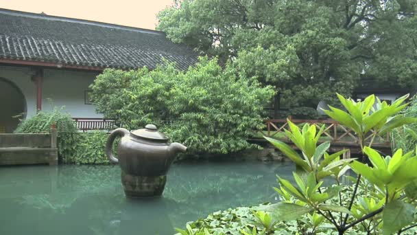 Hang Zhou Tea Fields and Tea House — Stock video